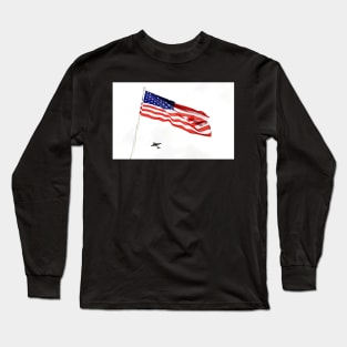 American Stars & Stripes Flag and C47 Dakota Long Sleeve T-Shirt